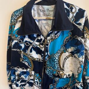 Onque Casuals Blue and Black Bomber Jacket